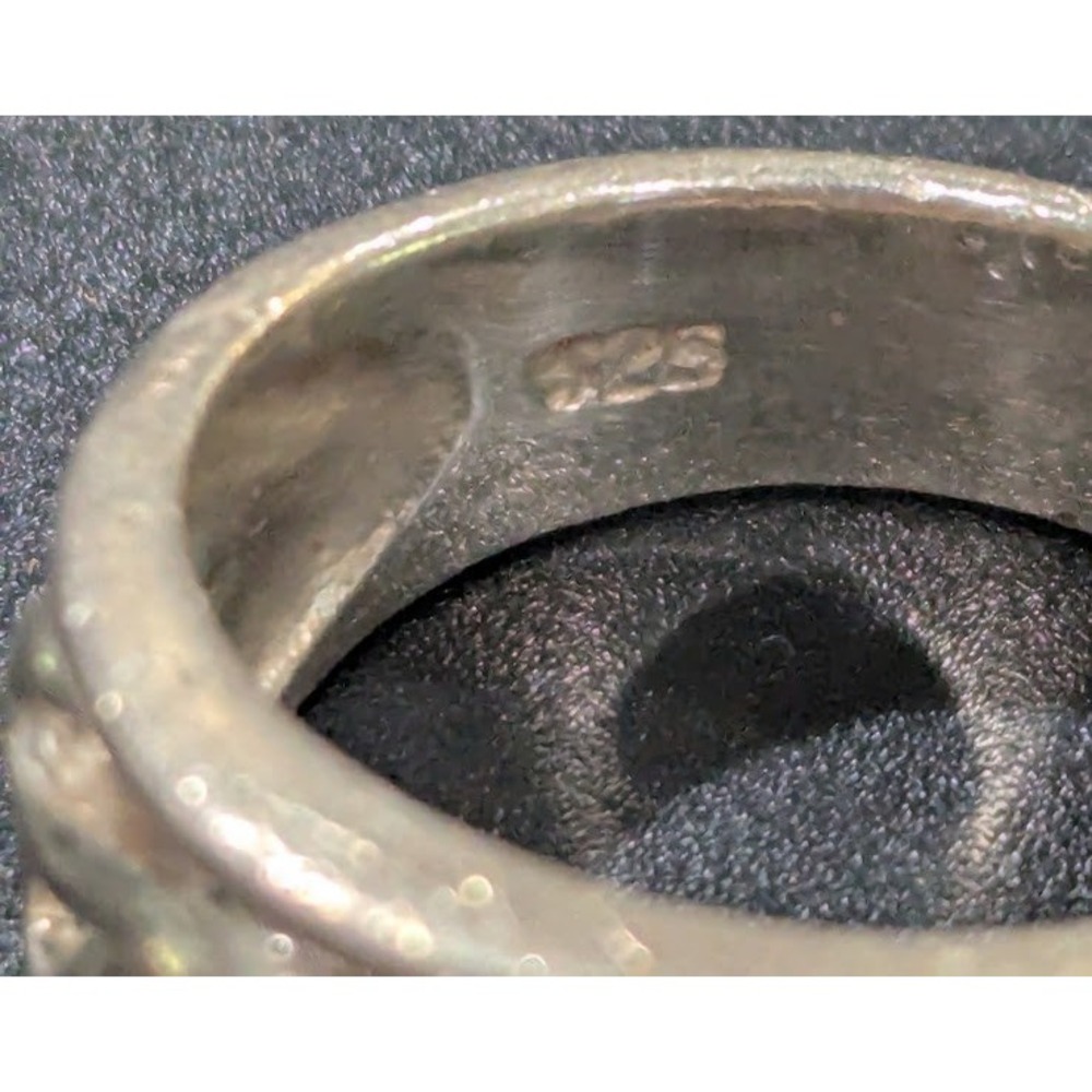 Vintage Sterling Silver Filigree Band Ring 925 Openwork Scroll & Leaf Pattern - Picture 3 of 9